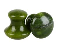 LOORGVEL Mushroom Shaped Gua Sha Massaging Stones 2pcs Green Jade Facial Beauty Scraping Tool for Meridian Therapy and Relaxation Care
