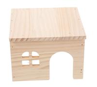 LOORGVEL Natural Wood Hamster Hideout Multi-chamber Feeding and Watering Platform Small Animal Castle for Hamsters Gerbils Guinea Pigs Pet Rat Houses and Hideouts