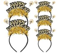 LOORGVEL New Year Headbands 5pcs Gold Plated Delicate Hair Accessories Reusable Photo Booth Props Compact Party Hairband for Women Spring Festival and New Years Eve Celebrations