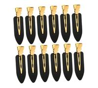 LOORGVEL No Bend Creaseless Hair Clips 12pcs Makeup Hair Styling Sectioning Clips for Women Black Gold