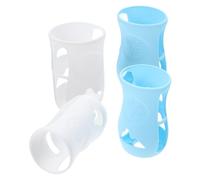 LOORGVEL Nursing Bottle Protector Portable Silicone Sleeve for Babies 240Ml Reusable Hollow Design Easy to Carry Food-Grade Silicone Cover for Glass Feeding Bottles Going Out 4 Pieces Set