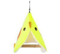 LOORGVEL Parakeet Balance Train Toy Bird Standing Toy with Tent for Bird Cage Exercise and Mood Improvement Natural Wood and Polyester Materials 24X20.5X17Cm for Parrots