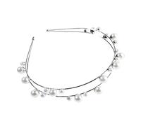 LOORGVEL Pearl Headband for Women Elegant Decorative Hairband for Parties Weddings and Daily Wear Stylish Non Slip Hair Accessory Silver Color for All Hair Types and Styles