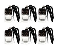 LOORGVEL Perfume Hanging Diffuser Bottle 6Pcs Black Glass Mini Car Air Freshener Pendant for Truck and Van