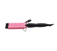 LOORGVEL Pink Three Barrel Hair Curler Electric Thermal Control Curling Iron for Salon and Home Use with UK Plug Durable PTC Ceramic Heating Body and Slip Handle