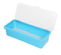 LOORGVEL Plastic Utensil Holder with Drainage and Dust Cover, Blue Chopstick Storage Box for Kitchen Drawer Organization and Cutlery Drying Tray