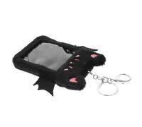 LOORGVEL Plush Devil Wing Card Holder Keychain with Alloy Buckle Soft Protective Sleeve for Id Bus Cards Game Photos Lightweight for Students Nurses Workers and Portable