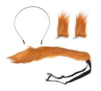 LOORGVEL Plush Fox Ears and Tail Set, 9cm Long Fluffy Animal Costume Accessories, Decorative Hairpin and Headwear for Cosplay, Party, and Little Girls’ Furry Hair Clips