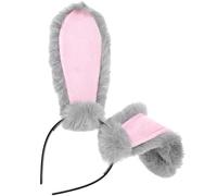 LOORGVEL Plush Rabbit Ears Headband Bunny Ear Hair Hoop Grey Cosplay Party Hair Accessory for Easter Adult Women