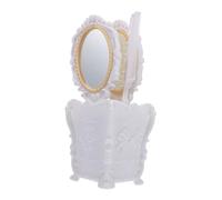 LOORGVEL Portable Anti-static Mirror Comb Set with Elegant White PVC Case Handheld Makeup Vanity Kit for Wet and Dry Hair Scalp Massage Detangling Brush for Men and Women Travel-friendly