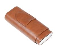 LOORGVEL Portable PU Leather Travel Cigar Humidor Case 3pcs Protective Storage Container for Men Brown Compact Cigar Holder Suitable for Outdoor and Travel Use