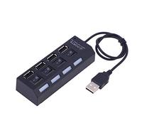 LOORGVEL Portable USB 2.0 Hub 4 Port Data Splitter with Individual Control Abs Material Plug and Play Maximum Data Transfer Rate to 480mbps for PC in Black