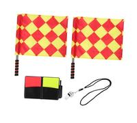 LOORGVEL Professional Soccer Referee Gear with Red Yellow Cards Stainless Steel Whistle and Dual Hand Waving Flags for Football Match Officials Complete Sports Officiating Kit