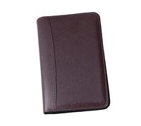 LOORGVEL PU Leather Zippered Business Notepad with Calculator Ring Loose Leaf Organizer for Travel and Office Cardholder Pockets Large File Compartment Coffee Color