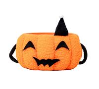LOORGVEL Pumpkin Cotton Rope Storage Basket with Handles Handwoven Small Organizer and Halloween Candy Holder Natural Cotton Rope Pumpkin-Shaped Desktop Storage