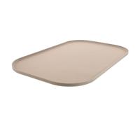 LOORGVEL Raised Edge Silicone Pet Feeding Mat for Dogs and Cats Non-slip Placemat with Design Convenient Food Mat Tray to Protect Floors and Prevent Water Overflow Beige Double Bowl Holder