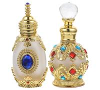 LOORGVEL Refillable Travel Perfume Bottles Small Crystal Glass Oil Bottles with Smooth Alloy Sprayers 15ml 2pcs for Personal Use and Business