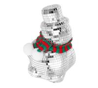 LOORGVEL Reflective Mosaic Snowman Figurine with Knitted Scarf Polyester Glass Foam Christmas Disco Ornament for Home Office Party Table Decoration