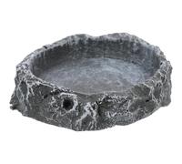 LOORGVEL Reptile Food Container Resin Feeding Bowl with Rock Pattern Rim for Tortoise and Amphibians Terrarium Pet Feeding Dish Easy to Clean Safe Material Prevents Worm Escape