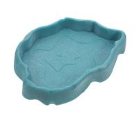 LOORGVEL Resin Reptile Food and Water Bowl with Spill Edges for Leopard Gecko Tortoise Snake Lizard Bearded Dragon Small Lake Blue Pet Dish for Clean Feeding Area and Multi Environment Use