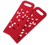 LOORGVEL Reusable Felt Wine Tote Bag with Handle and Divided Compartments, Portable Wine Bottle Carrier for Parties and Travel, Set of 2 Sturdy Non-woven Bags