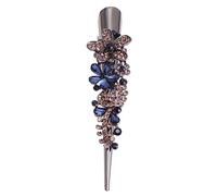 LOORGVEL Rhinestone Studded Duckbill Clip Hairpin Dark Blue Alloy Hair Styling Barrette for Women Elegant Hair Accessory Washing Face