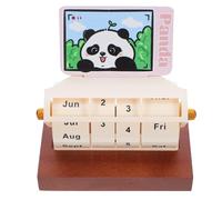 LOORGVEL Rotary Perpetual Calendar Cute Panda Desk Display with Month Date Week Wheel Small Pink Desktop Organizer for Home Classroom Office Decor