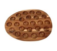 LOORGVEL Rustic Wood Egg Holder Tray Large Capacity Egg Storage Organizer for Kitchen and Refrigerator Minimalist Serving Platter for Family Use
