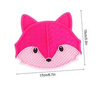 LOORGVEL Silicone Makeup Brush Cleaning Mat with Suction Cups Fox Shaped Practical Scrubber Pad for Beauty Brushes Portable and Makeup Tool for Salon and Home Use Rose Red