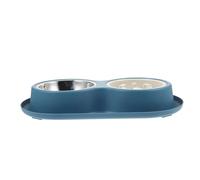 LOORGVEL Slow Feeding Double Stainless Steel Pet Bowl with Non-slip Base for Cats and Dogs Anti-spill Design Encouraging Healthy Eating Habits Easy to Clean Indoor Kitten and Puppy Feeder