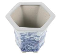 LOORGVEL Small Ceramic Planter Pot with Chinoiserie Asian Style, round Ceramic Plant Pot for Indoor Plants and Succulents, Easy Cleaning and Exceptional Durability, for Desktop and Tight