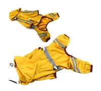 LOORGVEL Small Dog Raincoat PVC Rain Slicker with Reflective Strips Elastic and Tail Opening for Puppies and Small Breeds Pomeranian Yellow