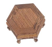 LOORGVEL Solid Wooden Display Pedestal Tabletop Base Bonsai Holder Stand for Indoor Outdoor Plant Pot Flower Vase Showcase Hexagonal Craft Decoration