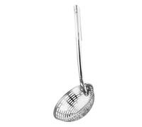 LOORGVEL Stainless Steel Kitchen Strainer Spoon with Long Hollow Handle Heat Resistant Skimmer Ladle for Draining Pasta Vegetables and Oil Filtering Home Cooking Utensil with Hanging and