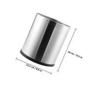 LOORGVEL Stainless Steel Waste Paper Bin Bathroom Rubbish Basket with Opening for Home Office Hotel Kitchen Trash Can Dustbin Silver Finish