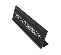 LOORGVEL Sturdy Aluminum Shaped Mediator Desk Plaque Portable Chaos Coordinator Name Plate for Office and Home Rustic Sign for Mediation Spaces Stable and Lightweight Design
