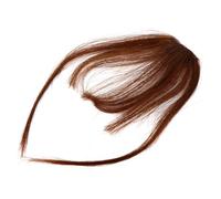 LOORGVEL Thin Lightweight Natural Clip in Hair Bangs Extension with Sideburns Soft Brown Real Hairpiece for Women Comfortable Ventilated Fake Fringe for Daily Party Halloween Cosplay Use