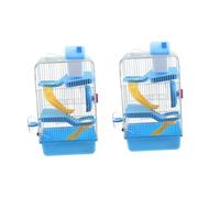 LOORGVEL Three-layer Hamster Cage Small Animal Pet Villa House with Elevated Design, Blue Plastic Frame, 21x27x45cm, Suitable for Hamsters and Small Pets Indoor Use