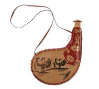 LOORGVEL Traditional Ancient China Style Leather Water Bag with Strap Lightweight Portable Wine Pouch for Travel Hiking Outdoor and Family Use Sealing Lid for Secure Beverage Storage