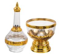 LOORGVEL Transparent Buddhist Water Drip Bottle for Home Rituals Baptism Holy Water Cup with Ethnic Artistic Design Spiritual Offering Vessel for Temple Meditation and Prayer