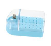 LOORGVEL Transparent Nail Drill Bits Organizer Box with Slots for Nail Polishing Heads with Cleaning Brush Suitable for Home and Salon Use