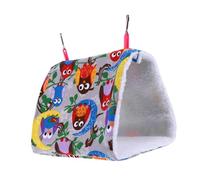 LOORGVEL Triangle Parrot Hammock Bird Shelter Warm Nest for Small Birds Safe Material Hanging Sleeping Bed with Owl Pattern for Canaries Parrots and Finches