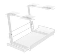 LOORGVEL Under Desk Cable Management Holder with Screw Mounts Wire Basket Rack for Cord Organizer White Desktop Cable Storage for Chargers Keyboards and Power Strips