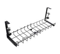 LOORGVEL Under Desk Cable Organizer Tray Wire Holder for Desk Cord Management Rack Black Cable Storage Rack for Power Cords Chargers USB Hubs in Office and Home