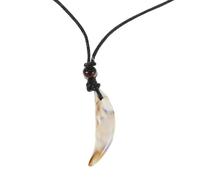 LOORGVEL Unisex Faux Tooth Necklace with Acrylic Pendant, Retro Style | Beige Finish, Lightweight Everyday Wear, Outdoor Use, Confidence Boost, Versatile Accessory for Women and Men
