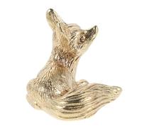 LOORGVEL Vintage Brass Fox Cabinet Handles, Retro Drawer Knobs, Small Animal Shaped Brass Door Pulls for Wardrobe Cupboard Furniture, Antique Style Hardware for Home Decor