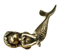 LOORGVEL Vintage Brass Mermaid Figurine Retro Desktop Decoration Sturdy Mermaid Sculpture for Living Office Ornament Adults