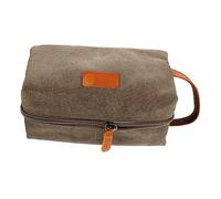 LOORGVEL Vintage Canvas and Leather Makeup Organizer Bag Travel Toiletry Pouch for Cosmetics Capacity Storage for Daily Essentials for Women and Men