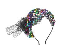 LOORGVEL Vintage Sequin Fascinator Hat Headband for Women Colorful Party and Tea Party Headpiece Elegant Retro Fish Scale Design for Weddings and Special Occasions