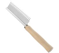 LOORGVEL Wear-resistant Stainless Steel Teeth Grooming Comb with Wooden Handle for Dogs and Cats High-low Tooth Design for Dead Hair Removal Portable Non-slip Pet Hair Brush for Long and